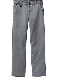 Boys Plain-Front Straight Uniform Khakis
