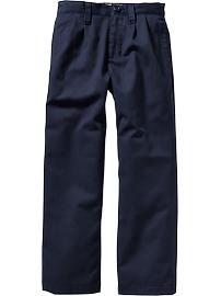 Boys Pleated Straight-Leg Uniform Khakis