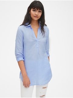 Boyfriend Stripe Popover Tunic in Linen