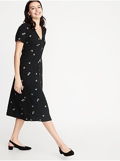 Long Black Button Dress