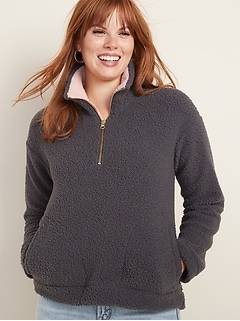 Plush Sherpa 1/4-Zip Pullover for Women 