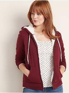 Sherpa-Lined Zip Hoodie for Women