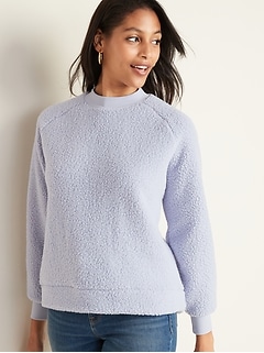 Mock-Neck Raglan-Sleeve Sherpa Sweatshirt for Women