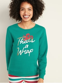 Holiday-Graphic Vintage Crew-Neck Sweatshirt for Women 