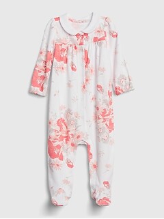 waterluo Toddler Baby Girl Long Sleeve Stripe Hooded Romper Floral Print Onesie One-Piece Hoodies Jumpsuit
