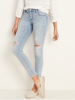 women's low rise distressed jeans