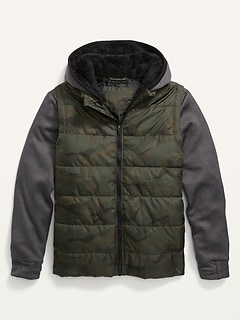 Oldnavy Hooded Hybrid Zip-Front Jacket For Boys