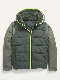 Oldnavy Techie Fleece Hooded Hybrid Zip-Front Jacket for Girls