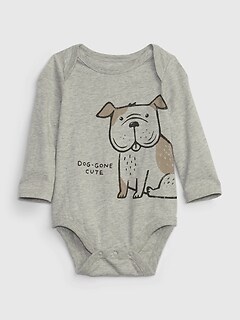 Baby Gap NWT Gray PUPPY DOG HEART LOVE LS BODYSUIT TOP 3 6 9 12 18 Months 